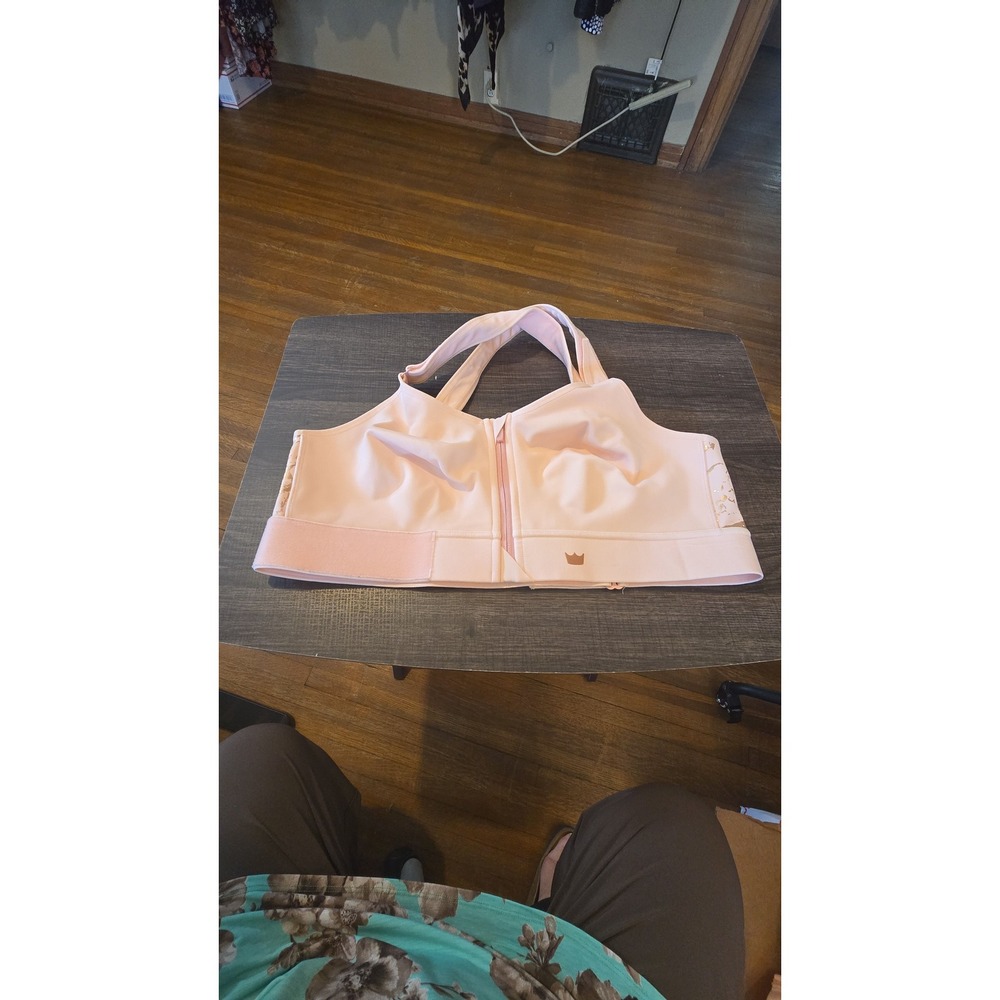 Shefit Flex Sports Bra Pink Gold Marble 2 Luxe Adjustable Front Zip NWOT
